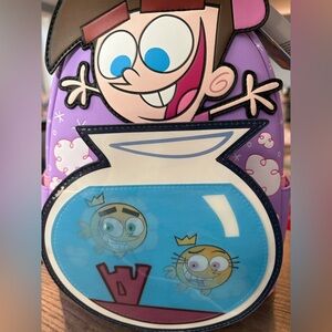 Loungefly Fairly Odd Parents Purple Cartoon Backpack with Fishbowl Design